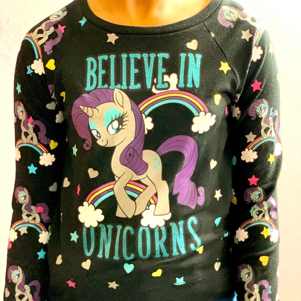 MY LITTLE PONY Rarity Believe in Unicorns Black sweatshirt, big kids 10-12